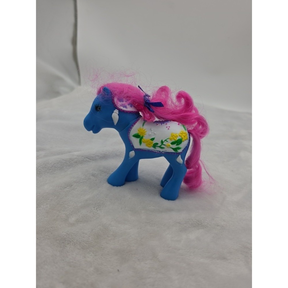 Vtg Gigo Carousel Circus Pony BLUE Merry Go Round Blue horse mane
